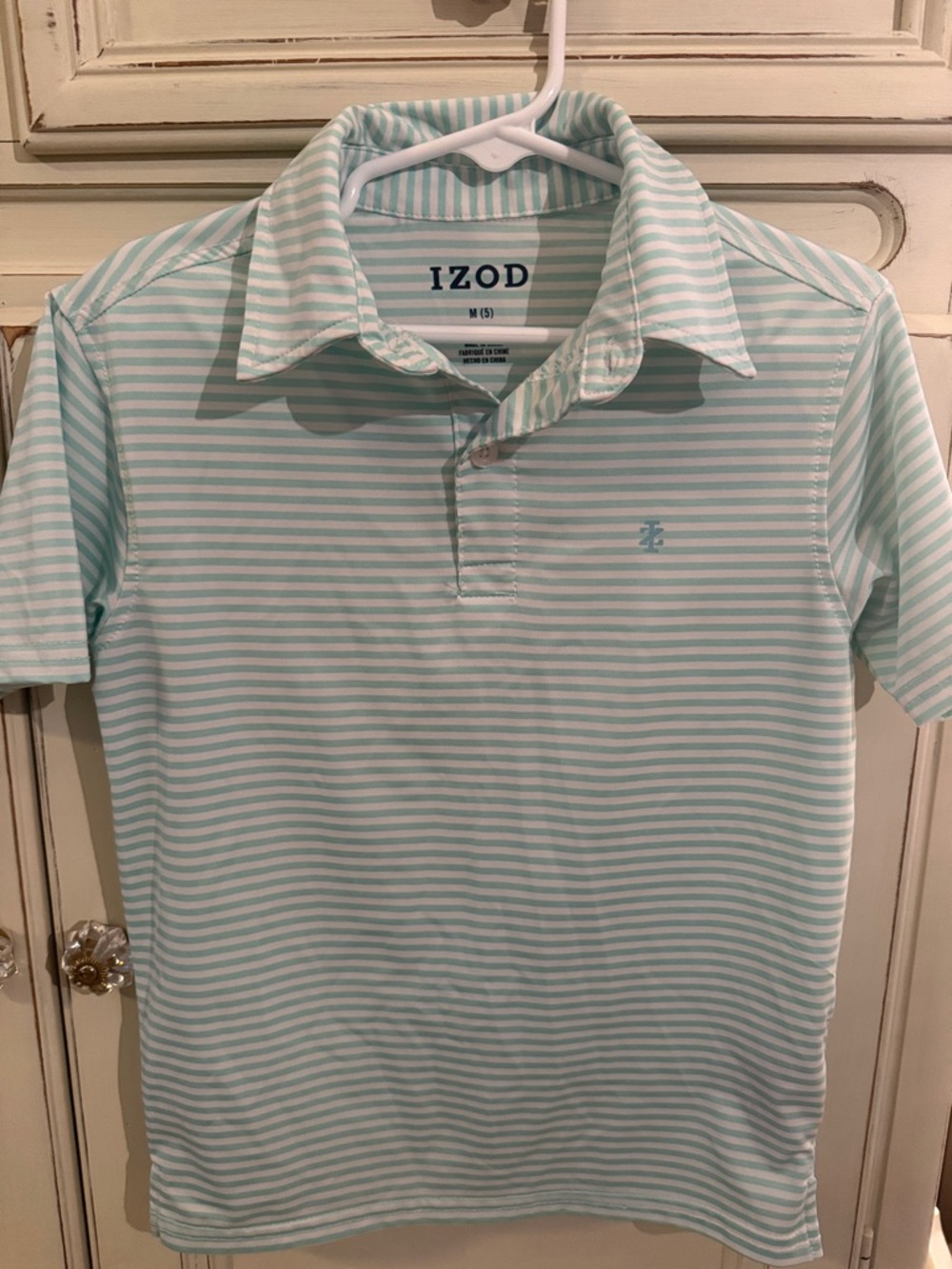 Izod Light Mint & White Striped Polo